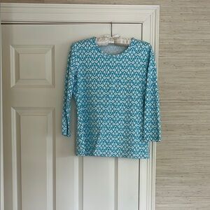 J. McLaughlin Blue Fitted Blouse